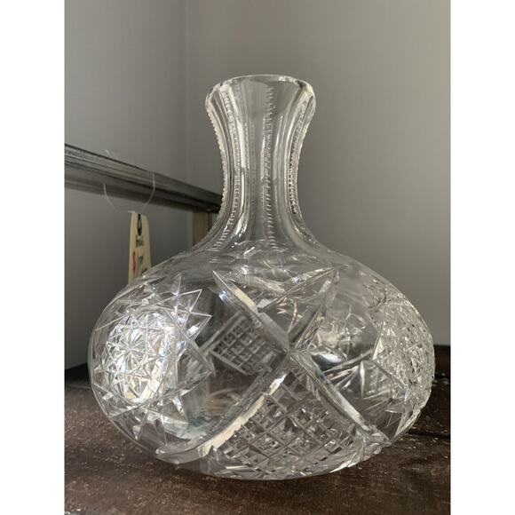 Crystal Carafe Vintage Vase Diamond Zipper Cut Decanter Clear - Picture 8 of 11